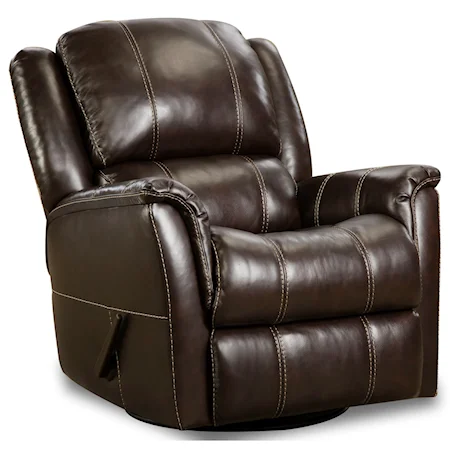 Casual Swivel Glider Recliner with Pillow Top Arms